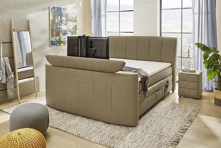 Boxspringbett elektrisch mit TV Lift und Bettkasten 180x200 BEL AIR MIX Bra günstig online kaufen