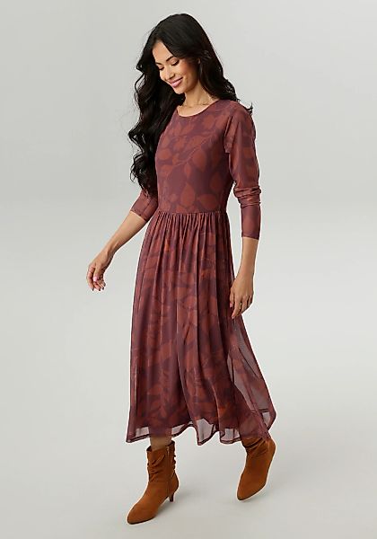 Aniston SELECTED Midikleid mit floralem Blättermuster in warmen Brauntönen günstig online kaufen