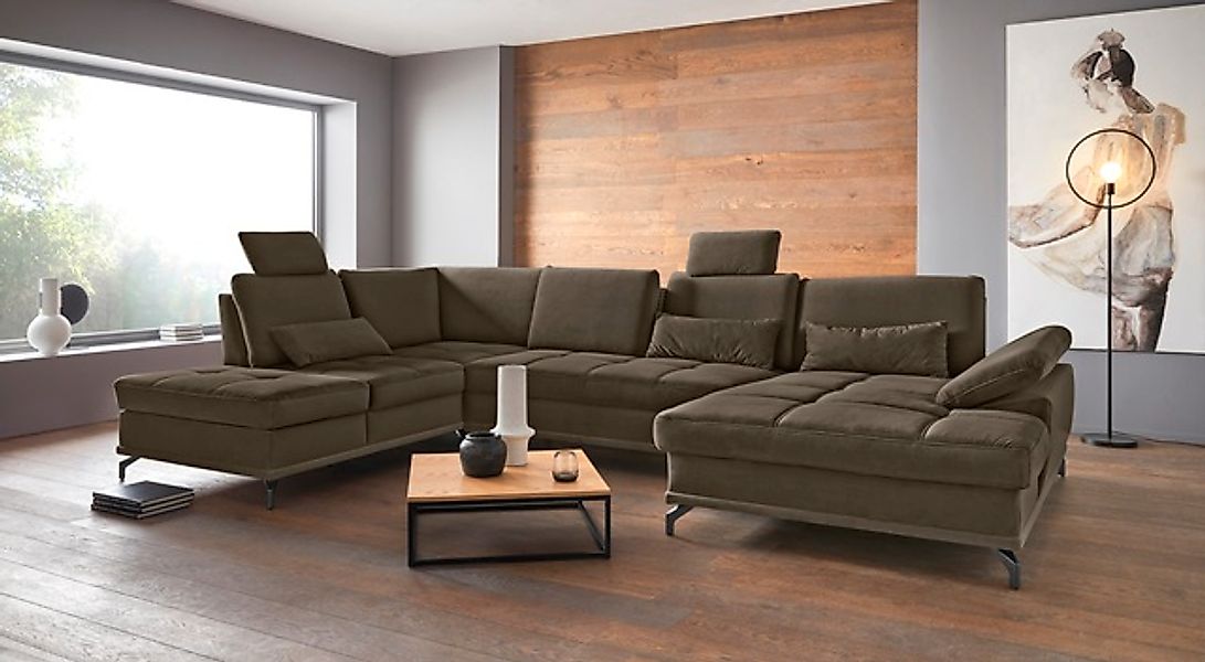 PLACES OF STYLE Wohnlandschaft »Costello U-Form, B: 363 cm mit Sitztiefen-, günstig online kaufen