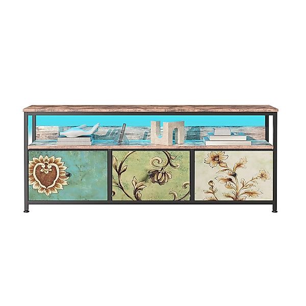 PXloue TV-Schrank mit 3 Schubladen&Offenen Fächern und Verstellbaren LED-Li günstig online kaufen