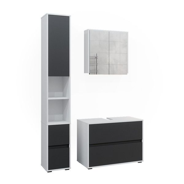 Vicco Badmöbel-Set Maltin, Weiß/Anthrazit, 3 Teile, günstig online kaufen