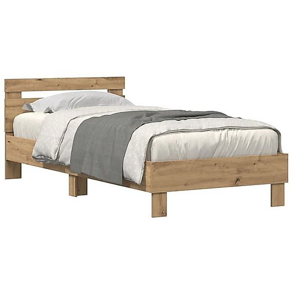 vidaXL Bett Bettgestell mit LED-Leuchten Artisan Eiche 90x200 cm (1-tlg) günstig online kaufen