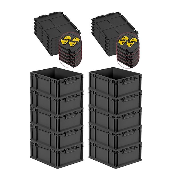 PROREGAL SuperSparSet 10x Eurobox Nextgen Grip Mit Auflagedeckel Und Gelben günstig online kaufen