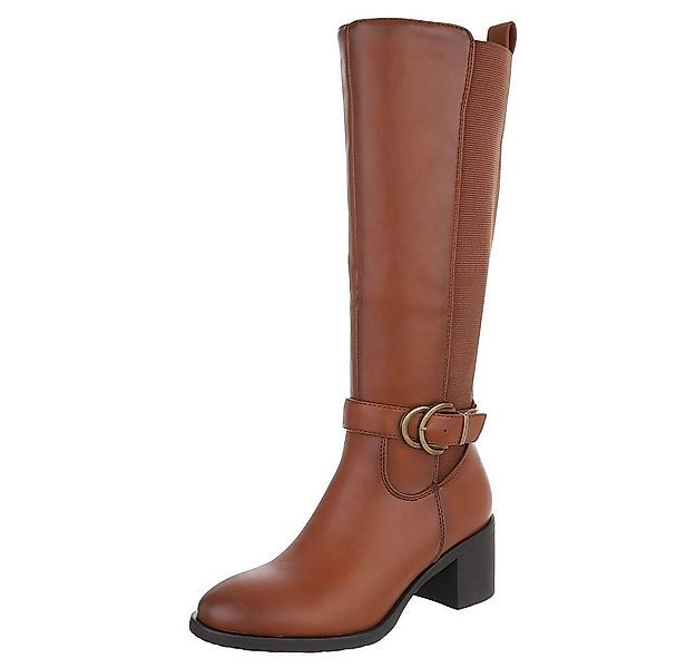 Ital-Design Damen Stiefel mit Gürtelschnalle und Blockabsatz Stiefel (90109 günstig online kaufen