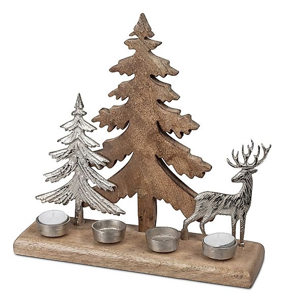formano Adventsleuchter Winterzeit, Farbe: Natur, Motiv: Tannen günstig online kaufen