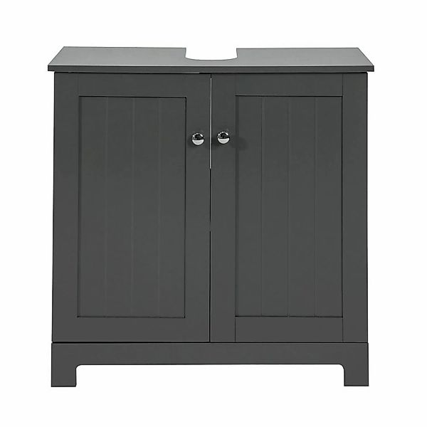 SoBuy Waschbeckenunterschrank mit 2 Türen MDF Grau 60 cm BZR18-DG günstig online kaufen