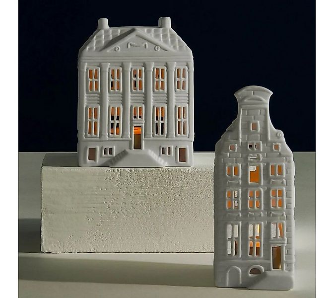 &Klevering Teelichthalter Lichthaus Grachtenhaus Nr2 Keramik Weiß, Detailre günstig online kaufen