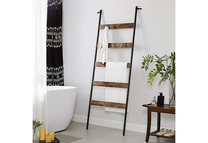VASAGLE Handtuchleiter Handtuchstangen, Leiterregal, mit 5 Ebenen, 4 Haken günstig online kaufen