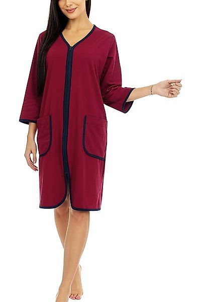Aquarti Damenbademantel Damen Bademantel Morgenmantel Reißverschluss Hausma günstig online kaufen