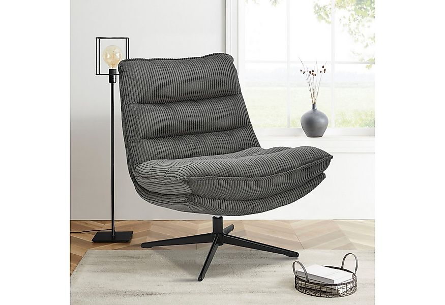 OTTO home Sessel AVAA, Loungesessel im softem Cord-Bezug, 360° Grad drehbar günstig online kaufen