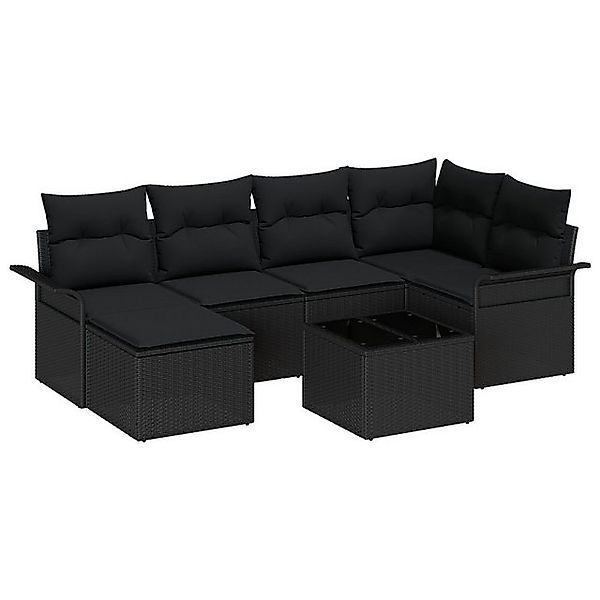 vidaXL Loungesofa 7-teilige Garten Sofaset mit Kissen Beige Poly Rattan, 7 günstig online kaufen