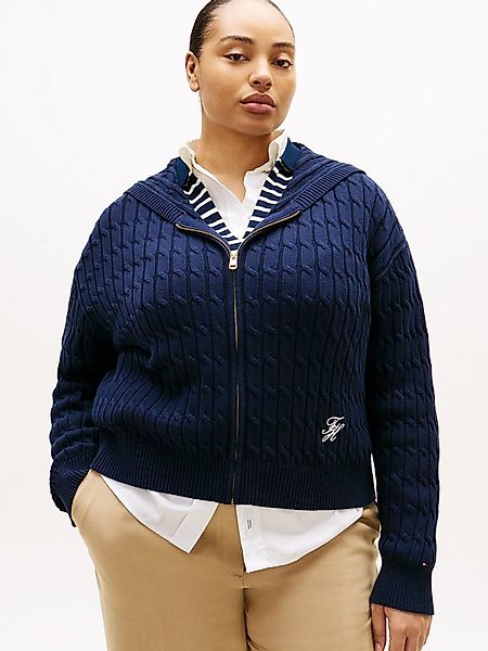 Tommy Hilfiger Curve Kapuzenstrickjacke CRV CO CABLE MID GG LS ZIP HOODY in günstig online kaufen