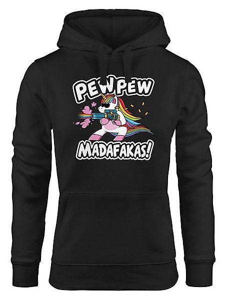 MoonWorks Hoodie Kapuzen-Pullover Damen Pew Pew Madafakas böses Einhorn Reg günstig online kaufen