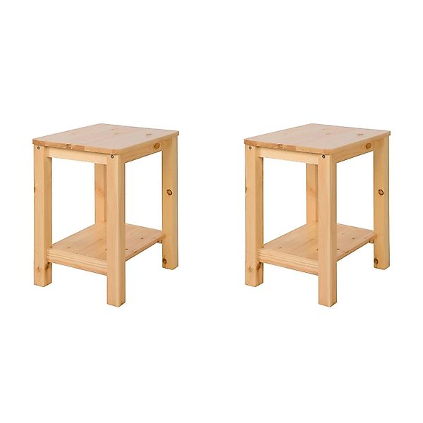 Homestyle4u Nachttisch 2er Set Holzhocker Hocker Holz Natur 2271 günstig online kaufen