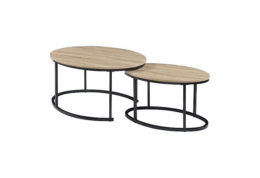 en.casa Satztisch (2er-Set), Beistelltisch »Niederlande« 2er Set Schwarz/Ei günstig online kaufen