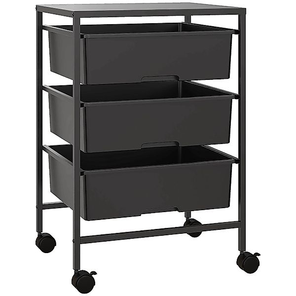 HOMCOM Rollwagen Stahl Kunststoff 40,8L x 33,5B x 60,5H cm Schwarz günstig online kaufen