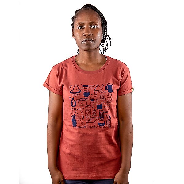 Damen T-shirt Aus Bio-baumwolle Jikoni Marsala Rot. Handmade In Kenya günstig online kaufen