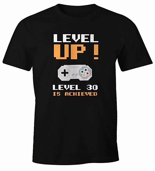 MoonWorks Print-Shirt Herren T-Shirt Geburtstag Level Up Pixel Controller R günstig online kaufen