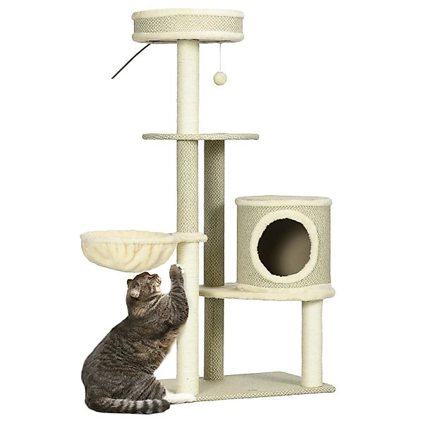 PawHut Kratzbaum Katzenbaum mit Katzenhöhle, Spielball, günstig online kaufen