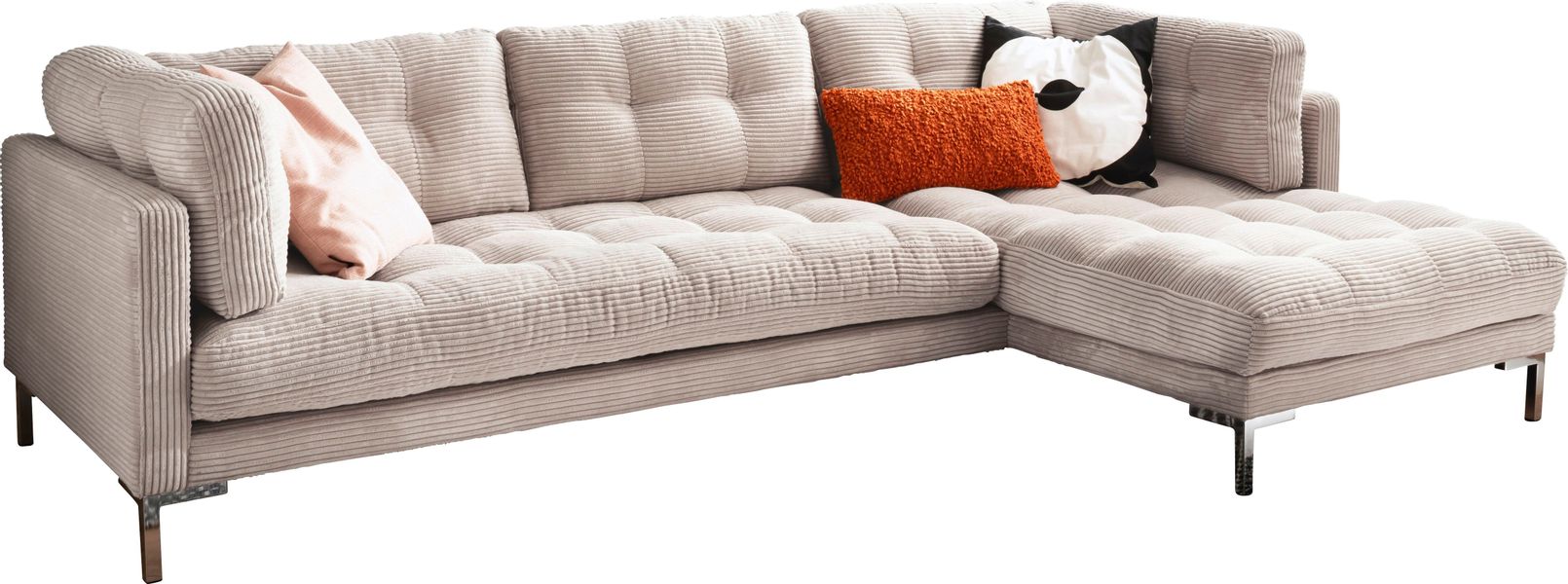 Trends by HG Ecksofa "Landau L-Form" in Cord-Stoff mit Metallfuß günstig online kaufen