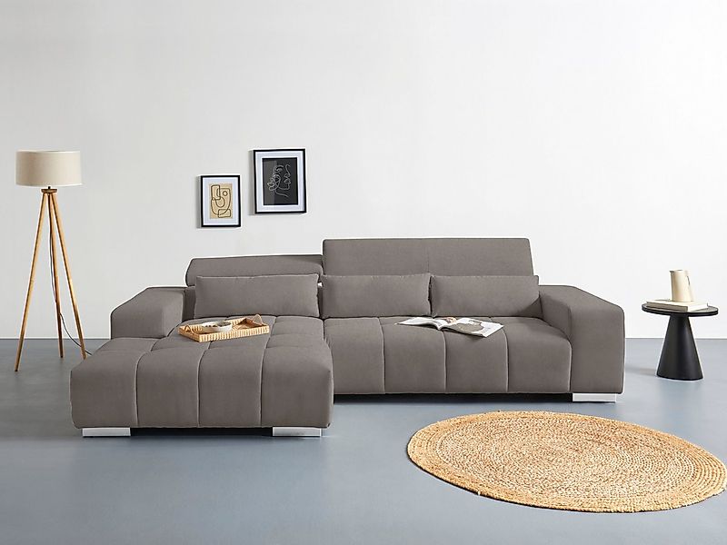 COTTA Ecksofa "Orion L-Form", mit Kopfteilverstellung & 3 Nierenkissen günstig online kaufen