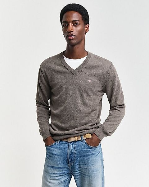 Gant V-Ausschnitt-Pullover COTTON/WOOL normale Passform, Strickpullover günstig online kaufen