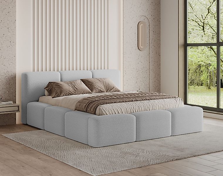 Chilly Möbel Polsterbett Como Grau Bouclé-Stoff günstig online kaufen