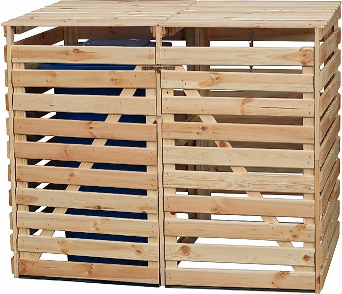 promadino Mülltonnenbox "Vario V", für 2 x 240 l, holzfarben günstig online kaufen
