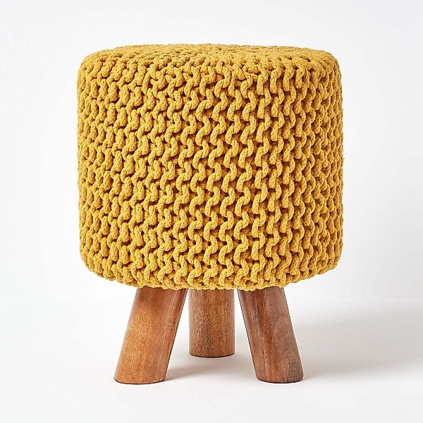 Homescapes Fußhocker Gestrickter Fußhocker, 42 cm günstig online kaufen