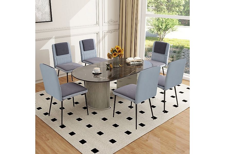 Puluomis Esszimmerstuhl Samt Stuhl mit hoher Rückenlehne, Küchenstuhl 2/4/6 günstig online kaufen