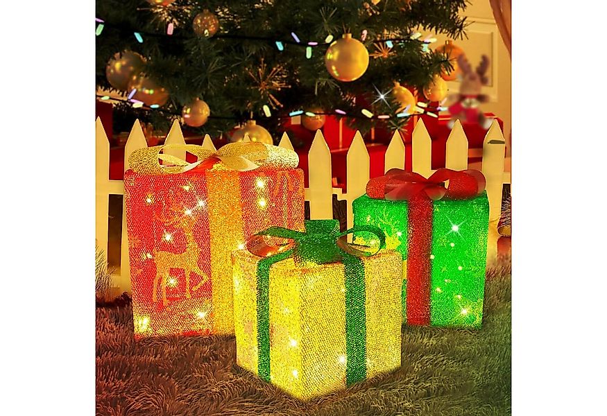 ZMH LED Dekolicht 3ER Set LED Geschenkbox Weihnachtsdeko 8 Modi mit Fernbed günstig online kaufen