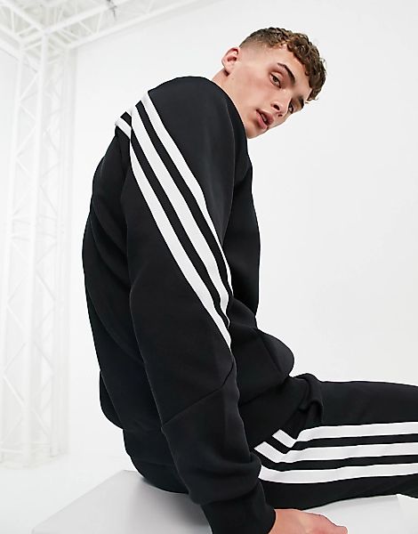 adidas Trainings – Sweatshirt in Schwarz mit drei Streifen im umwickelten D günstig online kaufen