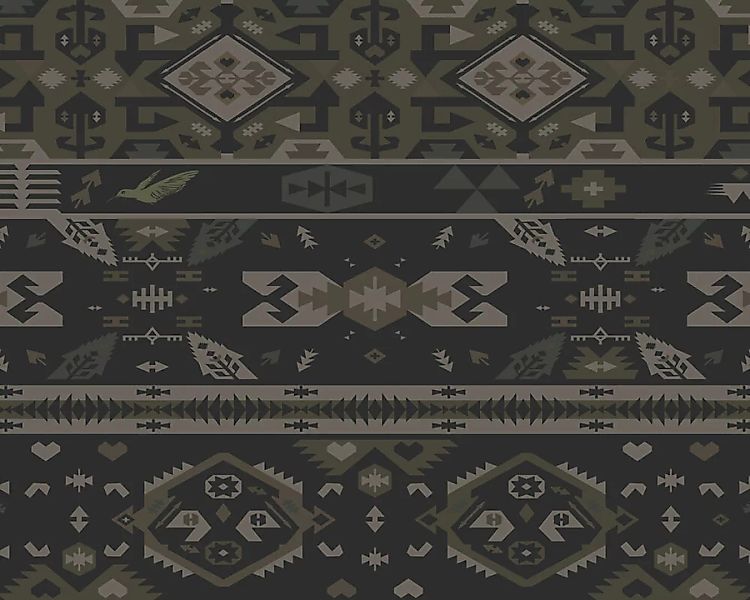 Fototapete "Tribal Pattern Black" 4,00x2,50 m / Strukturvlies Klassik günstig online kaufen