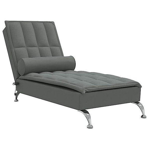 vidaXL Chaiselongue Massage-Chaiselongue mit Nackenrolle Dunkelgrau Stoff, günstig online kaufen