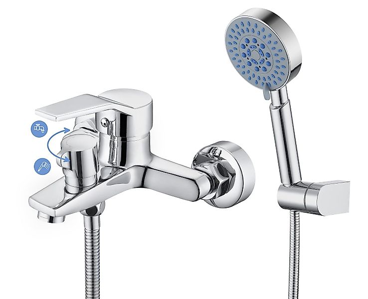 WOOHSE Duscharmatur mit Handbrause, Mischbatterie Badewanne günstig online kaufen