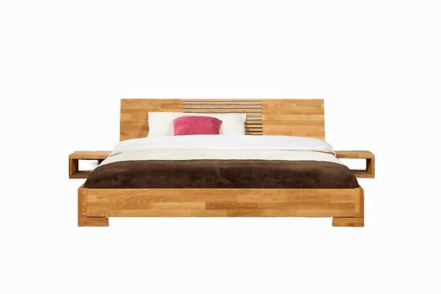 Natur24 Bett Bett Bento 11 Wildeiche massiv 180x200 mit Holzkopfteil und Ho günstig online kaufen