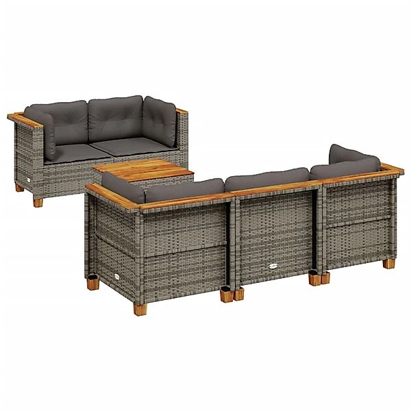 vidaXL 6-Tlg Garten-Sofagarnitur mit Kissen Grau Poly Rattan 3261732 günstig online kaufen
