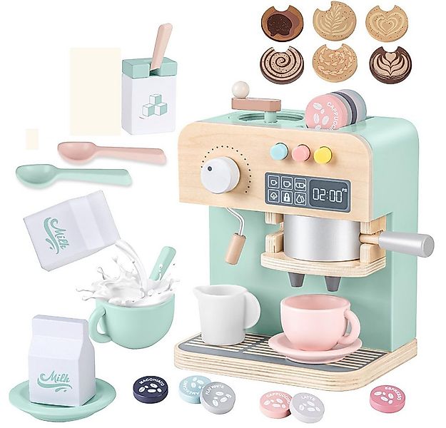 CLTYQ Kinder-Kaffeemaschine Kinderküche Kaffeemaschine Kinder Holz, Spielkü günstig online kaufen