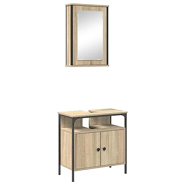vidaXL Badezimmermöbel-Set mit Regal mit Tür 2-Tlg Braun Holzwerkstoff 3345 günstig online kaufen