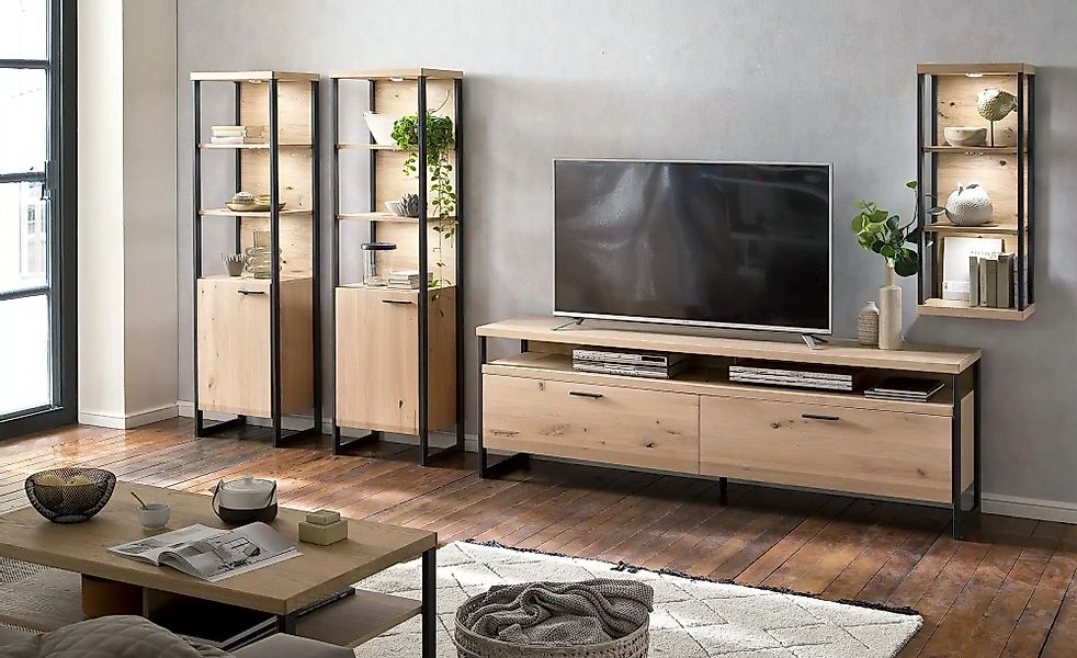 Woodford Wohnwand  Sero ¦ holzfarben ¦ Maße (cm): B: 344 H: 186 T: 46.0 Kom günstig online kaufen