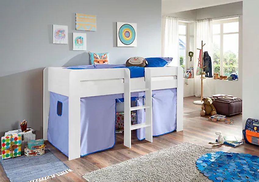 Relita Hochbett »Andi« mit Rolllattenrost und Vorhang, mit Leiter, pflegel. günstig online kaufen