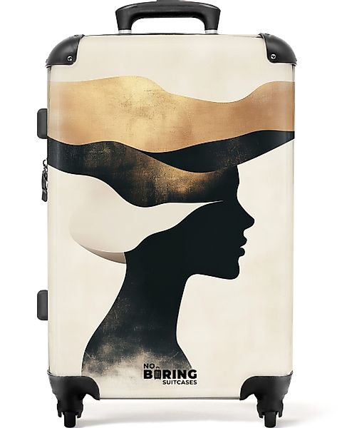 NoBoringSuitcases.com© Hartschalen-Trolley Stilisiertes Profil mit goldenen günstig online kaufen