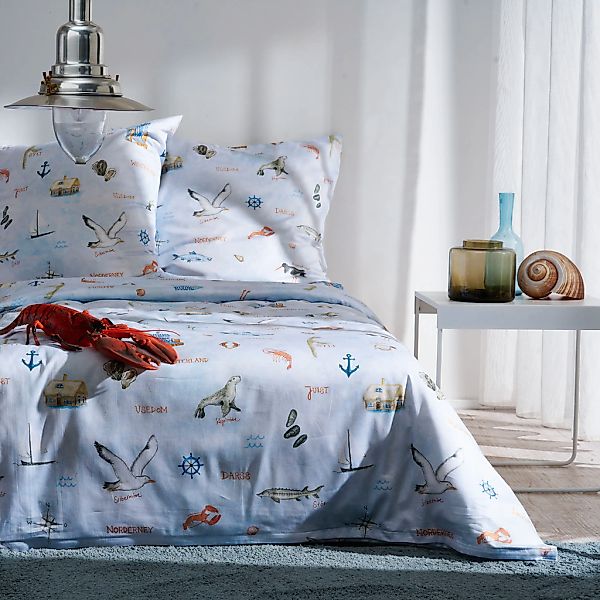 APELT Bettwäsche Kyst Gots, Satin (Bio-Baumwolle), nordisches Strandmotiv günstig online kaufen