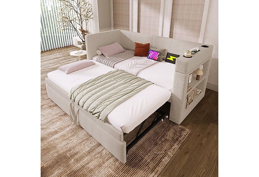 Flieks Daybett, Polsterbett 90/180x200cm mit Ausziehbett, Ladefunktion & St günstig online kaufen