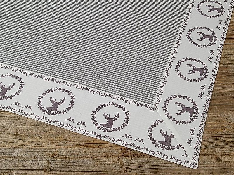 matches21 HOME & HOBBY Tischdecke Tischdecke RESI Hirsche kariert grau, 100 günstig online kaufen