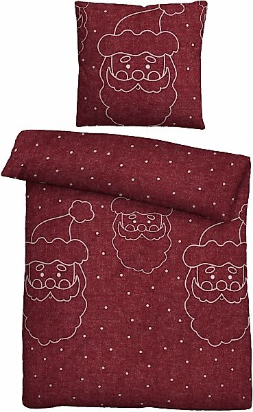 Biberna Bettwäsche "Xmas" 2 Stk. kuschelig warm, weich, Melange, 100% Baumw günstig online kaufen