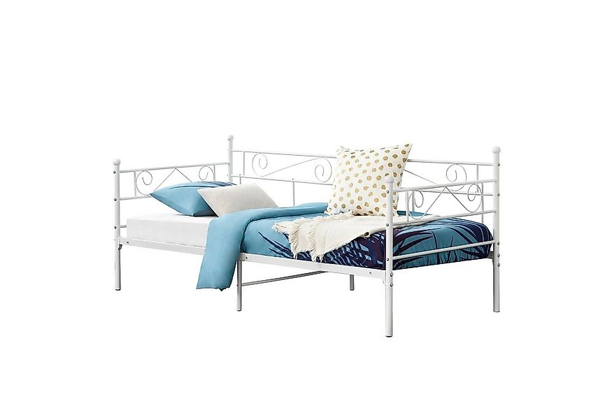 en.casa Metallbett, »Kerava« mit Lattenrost 90x200cm Weiß günstig online kaufen