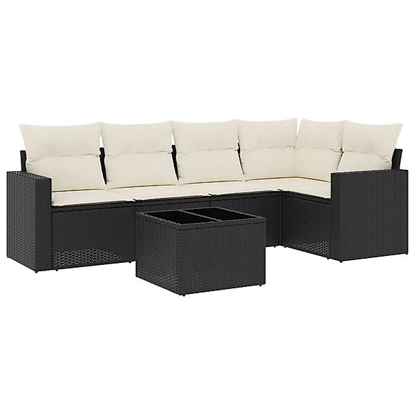 vidaXL 6-Tlg Garten-Sofagarnitur mit Kissen Schwarz Poly Rattan 3218926 günstig online kaufen