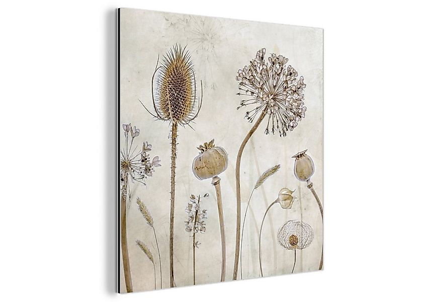 MuchoWow Metallbild Blumen - Aquarell - Stilleben - Braun - Vintage, Inkl. günstig online kaufen