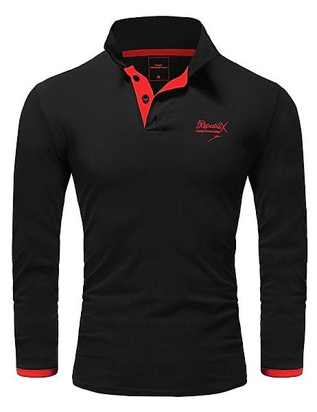 REPUBLIX Poloshirt OWEN Herren Basic Langarm Kontrast Polo Hemd günstig online kaufen